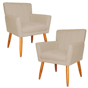 Kit 2 Poltronas Decorativa para Sala de Estar Cecília Suede Bege - Montanaris Decor