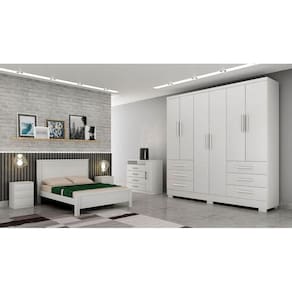 Guarda Roupa Solteiro com Pés 6 Portas 6 Gavetas - Berlim-Branco - Móveis Novo Horizonte