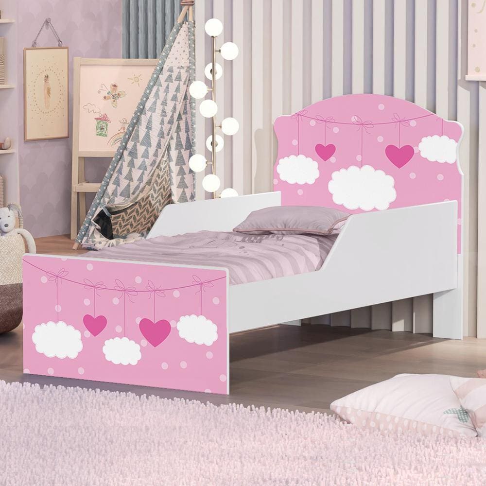 Mini Cama Nuvens e Coração Meninas