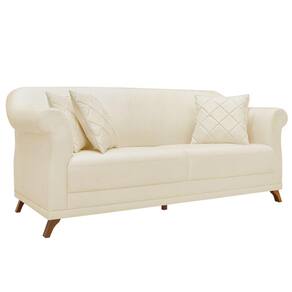 Sofá 3 Lugares para Sala de Estar 200cm Eva Linho Pérola - Montanaris Decor