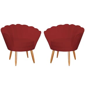 Kit 2 Poltronas Decorativa para Sala de Estar Charm Suede Vermelho - Montanaris Decor