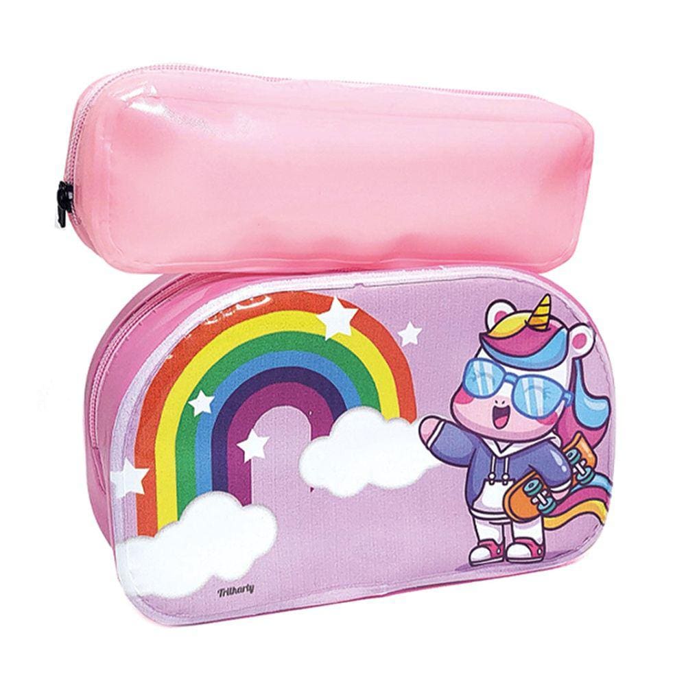 Kit Necessaire Infantil + Estojo Arco iris