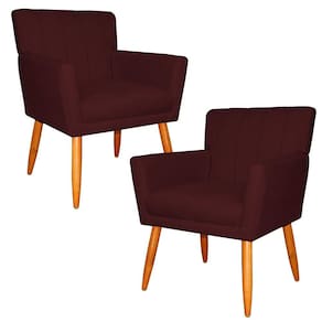 Kit 2 Poltronas Decorativa para Sala de Estar Cecília Suede Bordô - Montanaris Decor