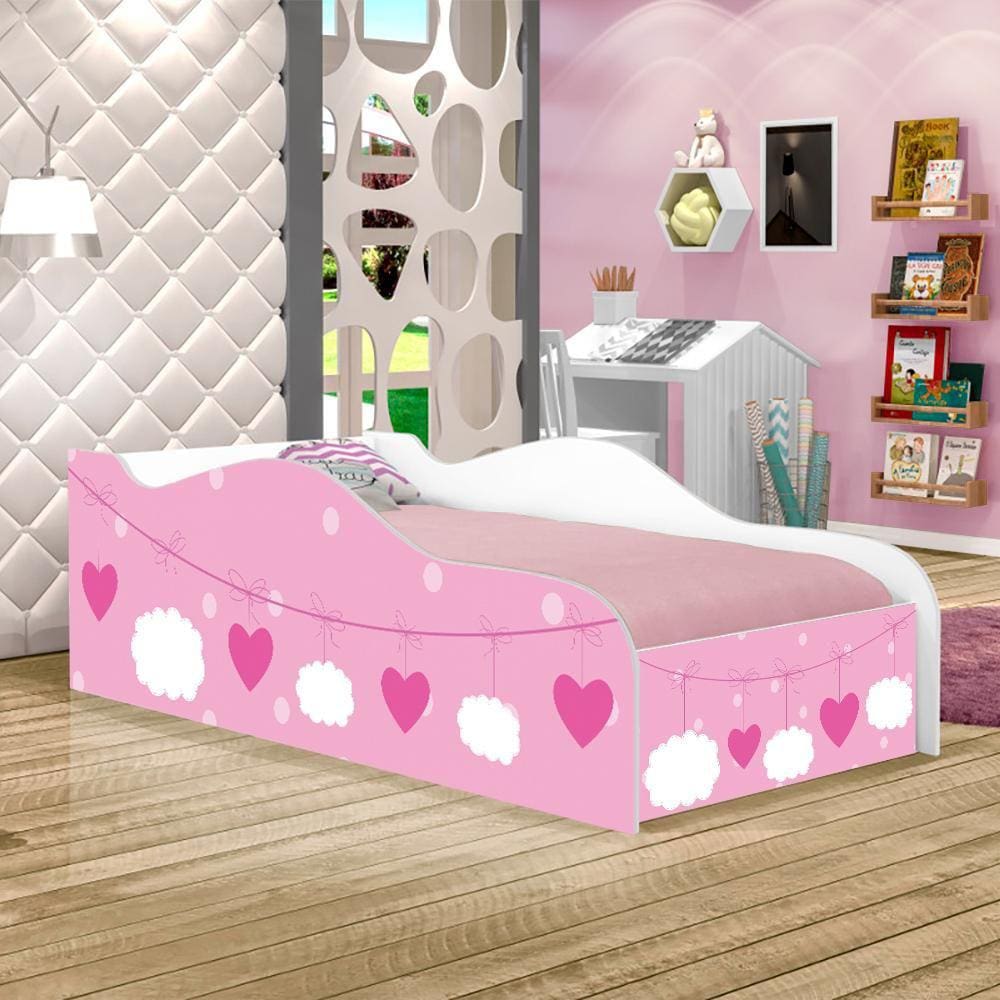 Mini Cama Fun Nuvens Meninas Infantil Com Colchão