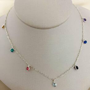 Colar Elo Cartier com Pedras em Zircônia Colorida