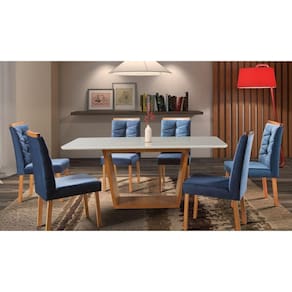 Sala de Jantar Completa com 6 Cadeiras 1,80x0,90 metros - Turim - Art Salas