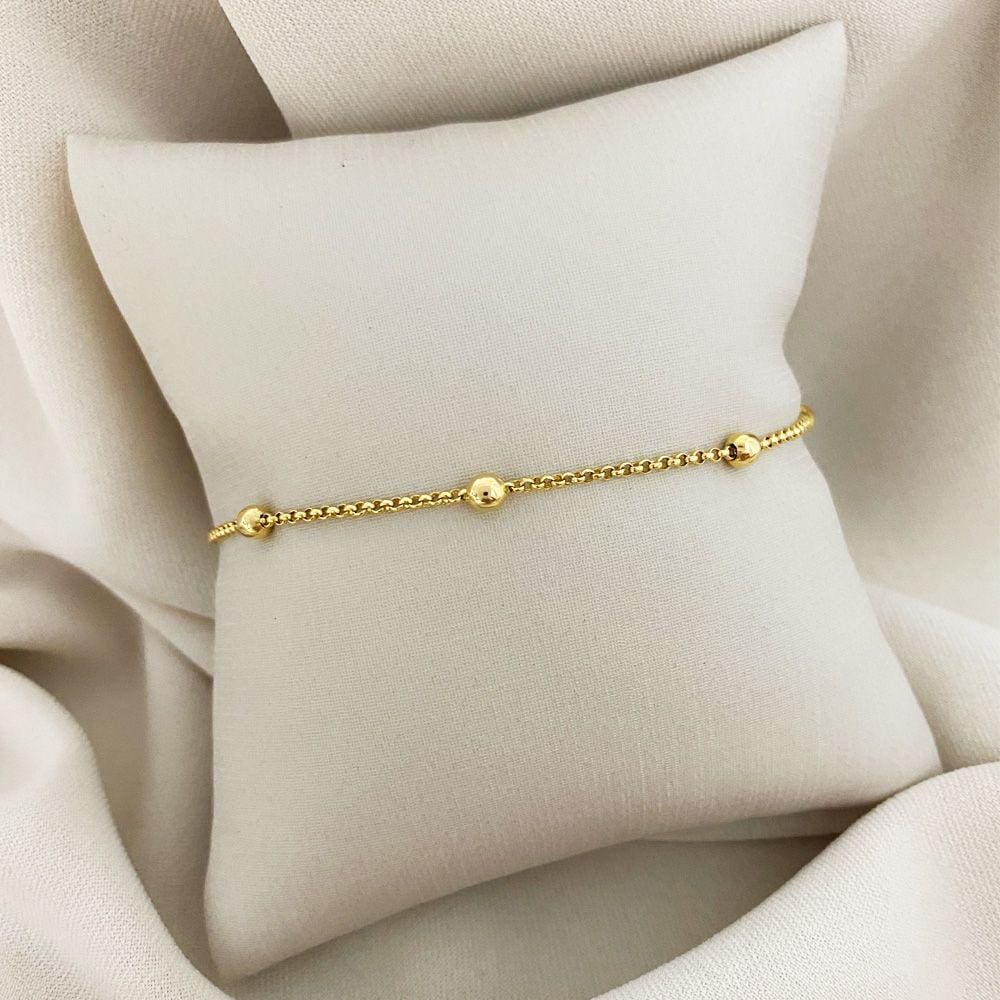 Pulseira Elo Português com Bolinhas