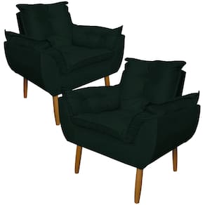 Kit 2 Poltronas Decorativa para Sala de Estar Opala Suede Verde - Montanaris Decor