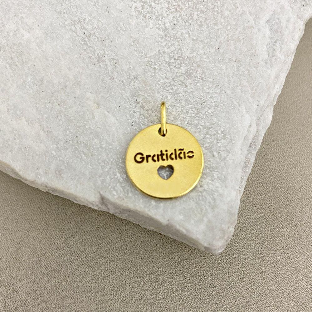 Pingente Gratidão com Coração Vazado