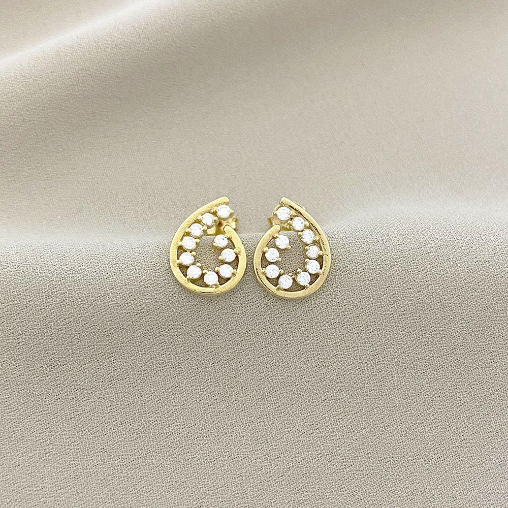 Brinco Gota com destalhes de Zircônia