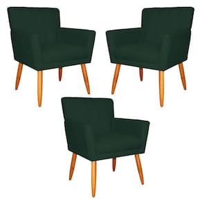 Kit 3 Poltronas Decorativa para Sala de Estar Cecília Suede Verde - Montanaris Decor