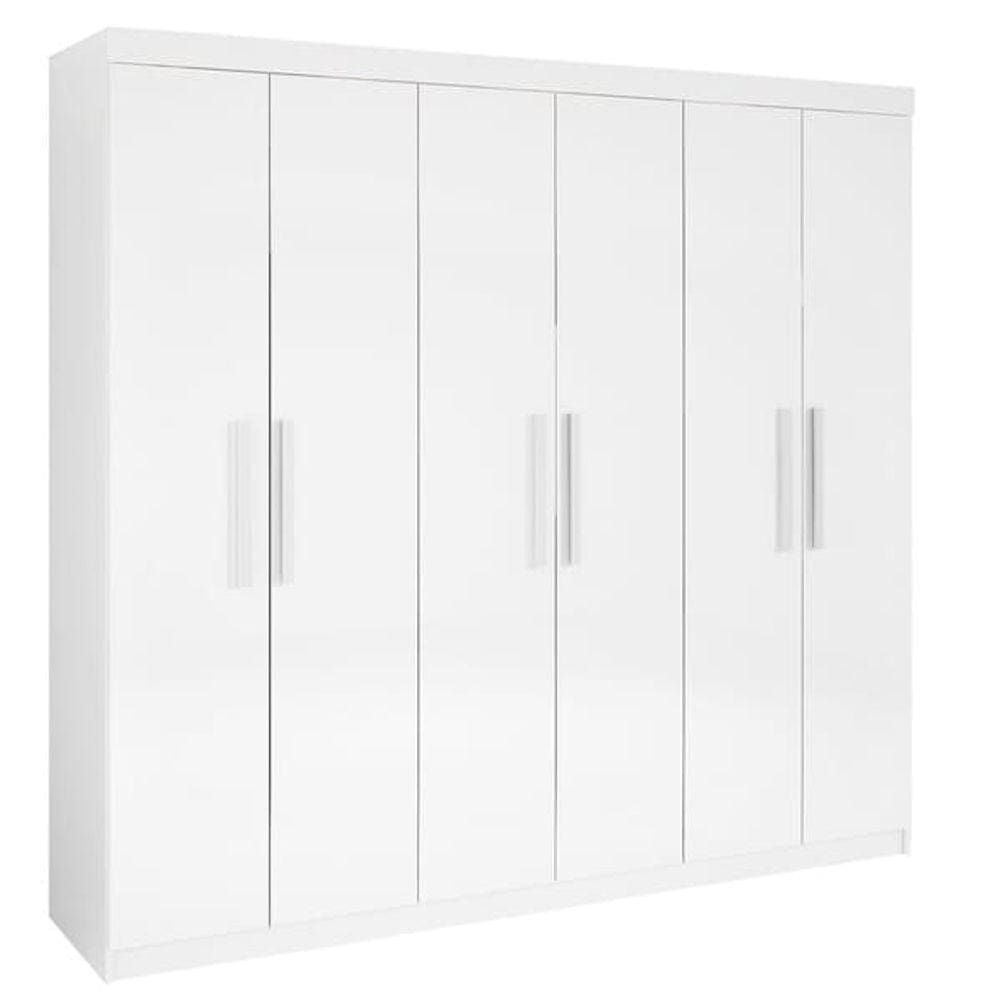 Guarda Roupa Casal 6 Portas 4 Gavetas - Leblon-Branco - Móveis D`Doro
