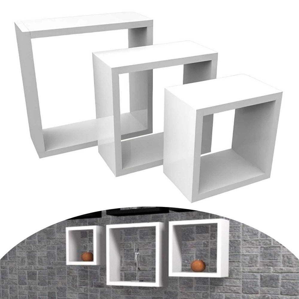 Kit 3 Nichos Decorativos Quadrado Mdf Sala Quarto Cozinha