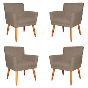 Kit 4 Poltronas Decorativa para Sala de Estar Cecília Suede Cappuccino - Montanaris Decor