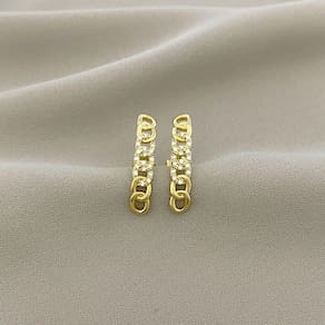 Brinco Ear Hook Elos com detalhes em Zircônia
