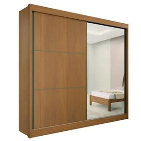 Guarda Roupa Casal com Espelho 2 Portas 6 Gavetas - Titanium-Cinamomo - Móveis D`Doro