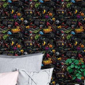 Papel de Parede 3D Arte Gamer Realista Decorativa Vinil Pintura Colorida Abstrata Lavavel 6m