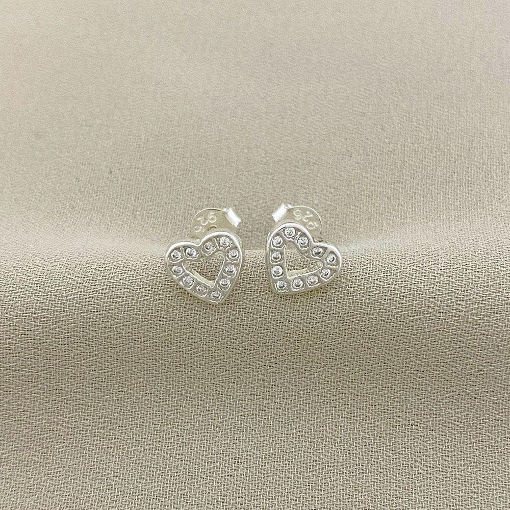 Brinco Coração Cravejado com Zircônia