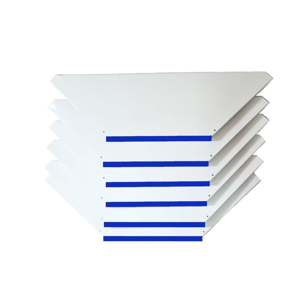 Kit 6 Bandejas Para Gondola Canto SP 30 Branco Pe Azul