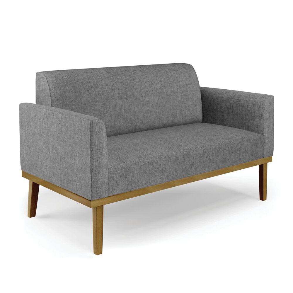 Sofá Namoradeira Base de Madeira Fixa Castanho Marisa Linho - D`Rossi