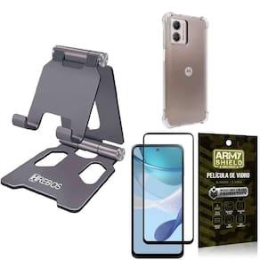 Kit Suporte Mesa Hrebos + Capinha Antishock Galaxy M14 + Película Vidro 3D