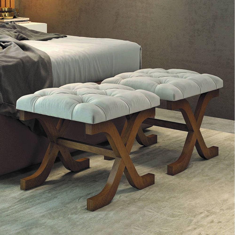 Conjunto de Puff Decorativo com Detalhe em Captonê - Lisboa - Móveis Montanhês