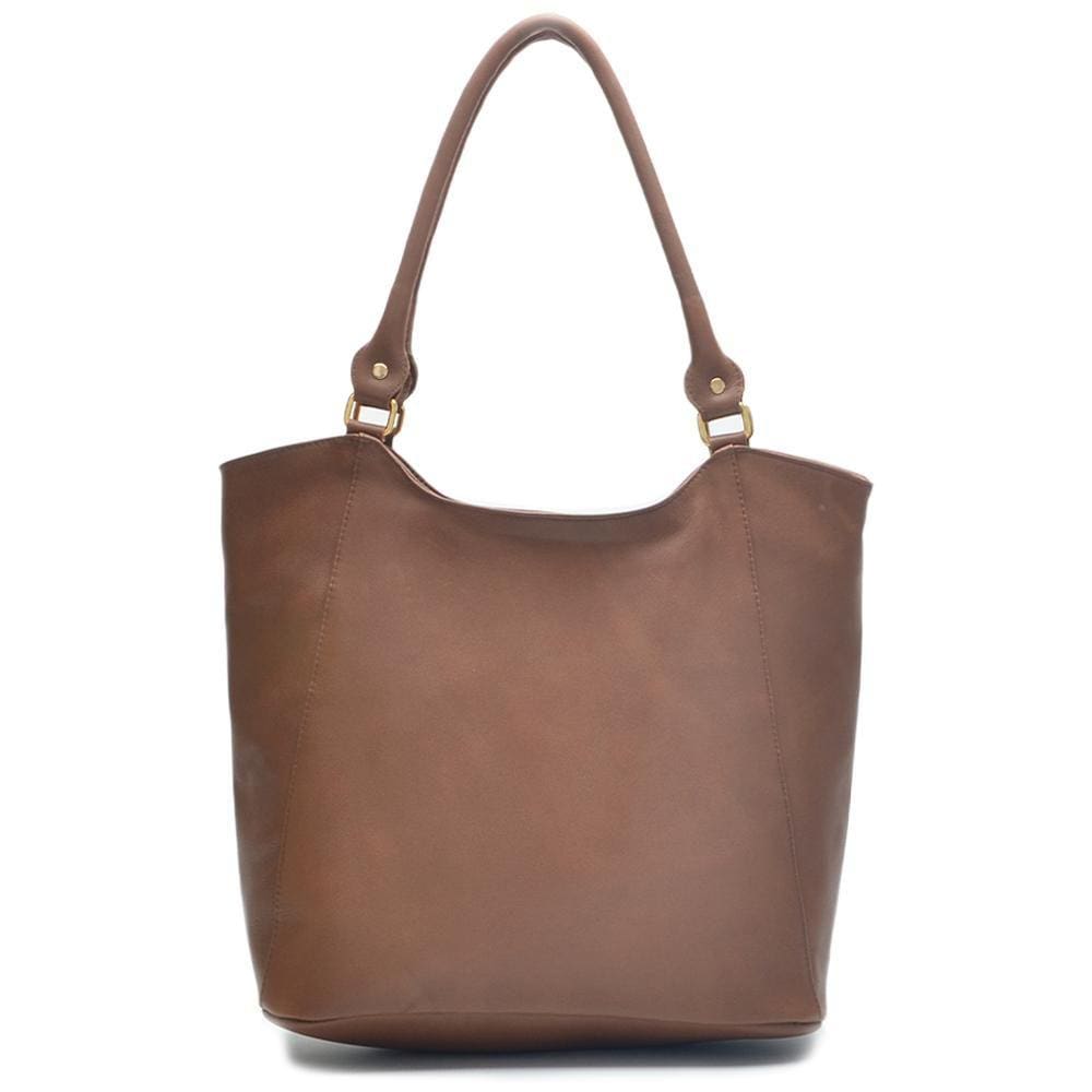 Bolsa Saco Feminina Couro Zíper Alça Fixa Casual Clássica