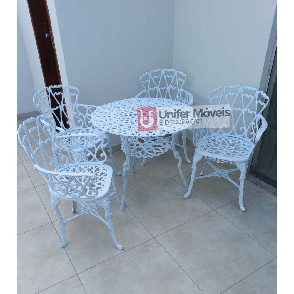 Conjunto de Mesa para Jardim Viena Tradicional em Alumínio Fundido Unifer Móveis