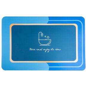Tapete Antiderrapante absorvente Retangular Lama de Diatomaceas 58x38cm Banheira Azul Claro