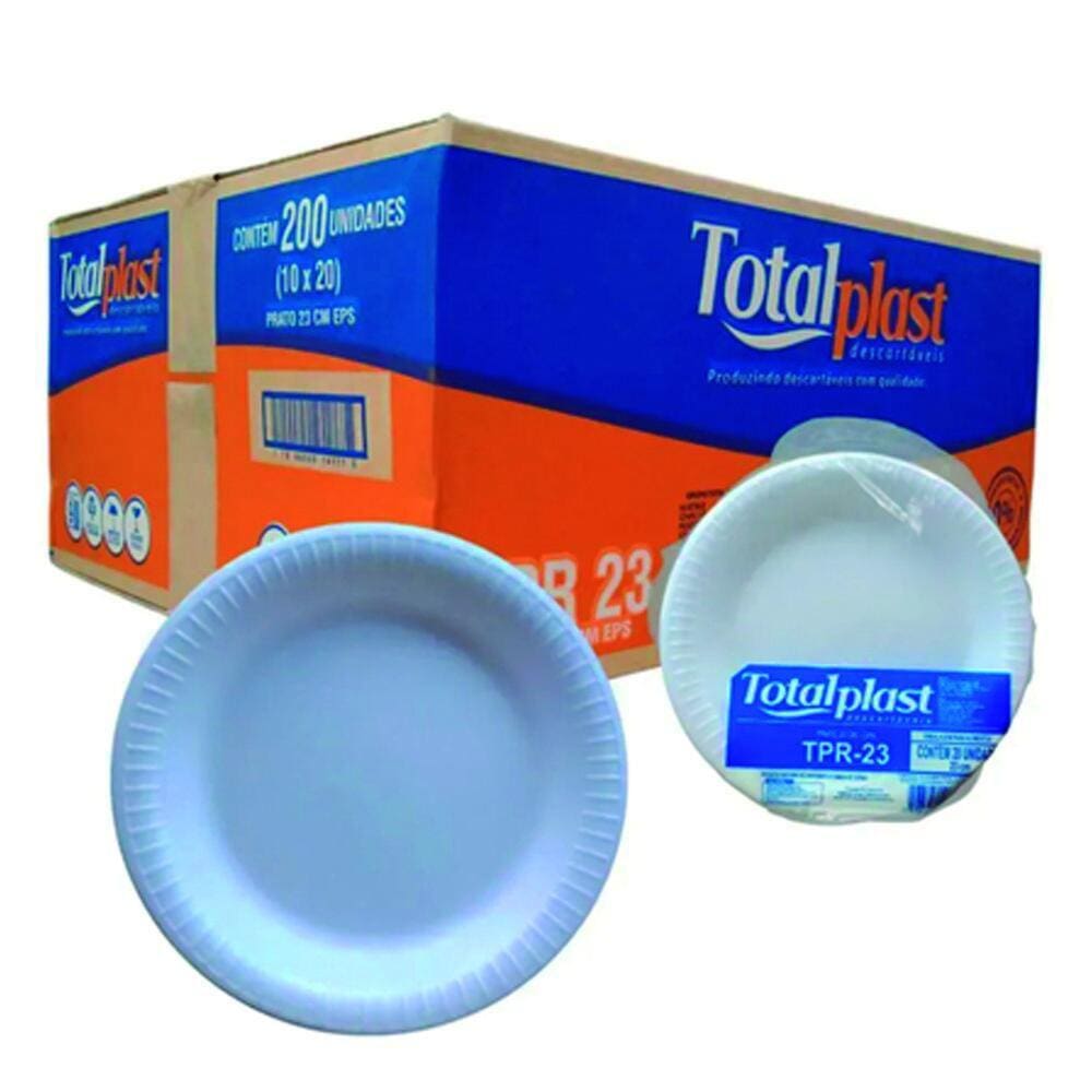 Prato Isopor Térmico 23cm - Totalplast - 200 uni