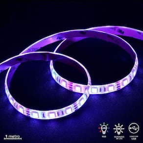 Fita De Led Vx Gaming Rgb Com Controlador Conexão Usb 60 Pon