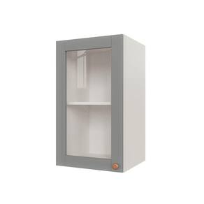 Armário Aéreo 1 Portas 40cm com Porta de Vidro Arizona Cabecasa Madeiramadeira Branco/Cinza