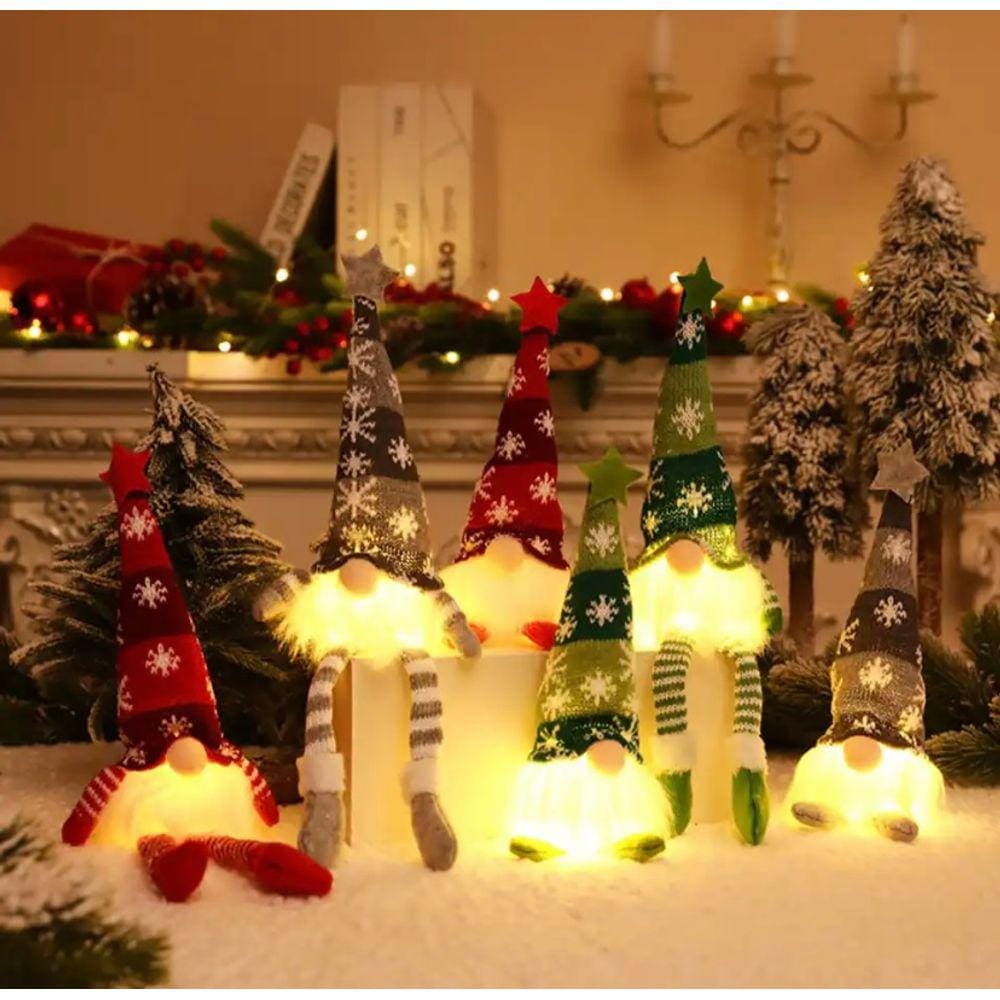 Kit  6 Gnomos Luminosos Decoração de Natal