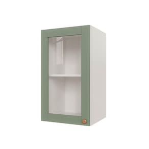 Armário Aéreo 1 Portas 40cm com Porta de Vidro Arizona Cabecasa Madeiramadeira Branco/Menta