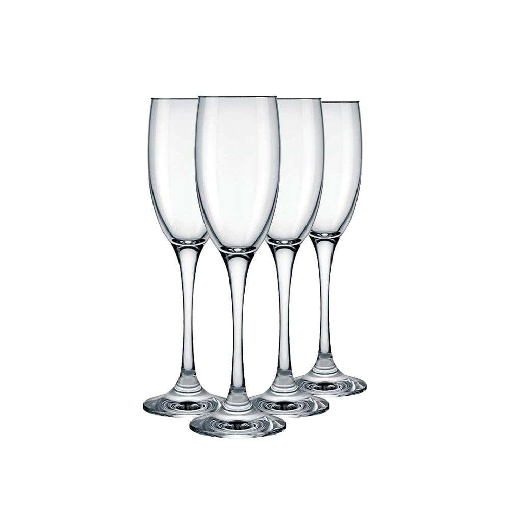 Jogo 4 Taças Imperatriz Flute 190ml Espumante Vidro Cristalino Nadir