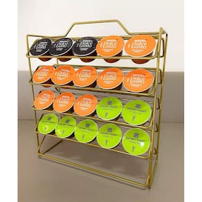 Suporte Porta 50  Cápsulas de Café Dolce Gusto  Reforçado Organizador Bancada Dourado