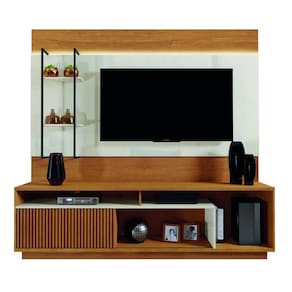 Home para Sala de TV Moderno com LED - Ravena-Naturale/Off White - Mavau Móveis
