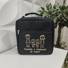 Porta Pratos Quadrado Personalizado Família Feliz Preto - Coutre Bolsas