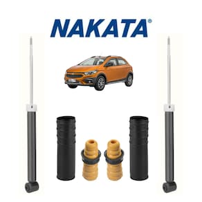Amortecedor Esquerdo + Direito Nakata Traseiro + Kit Bat Onix Activ 2016 A 2019