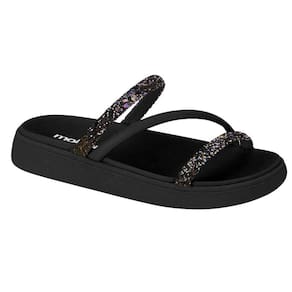 Sandalia Flatform Feminina Moleca Tira Tripla Max Com Strass
