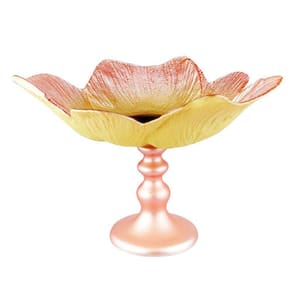 Centro de Mesa em Cristal Rosa e Marrom - 16,5x26cm - 34065