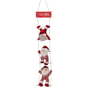 Enfeite De Pendurar 3 Bonecos Escada/Placa Xadrez Vm 106Cm