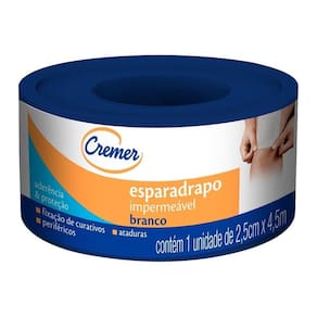 Esparadrapo Cremer Impermeável 2,5cmx4,5m - Embalagem com 12 Unidades