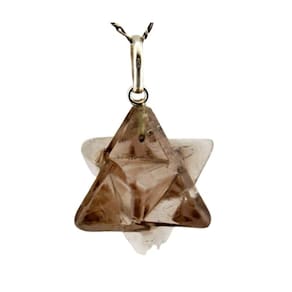 Colar Merkaba Pedra Quartzo Fumê Extra Natural Prata 950
