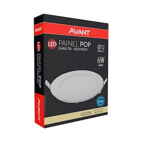 Plafon Painel LED Avant Redondo Embutir | 3K, 6W, 12cm, 360 Lúmens