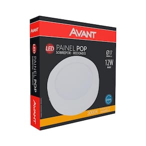 Plafon Painel LED Avant Redondo Sobrepor | 3K, 12W, 17cm, 720 Lúmens