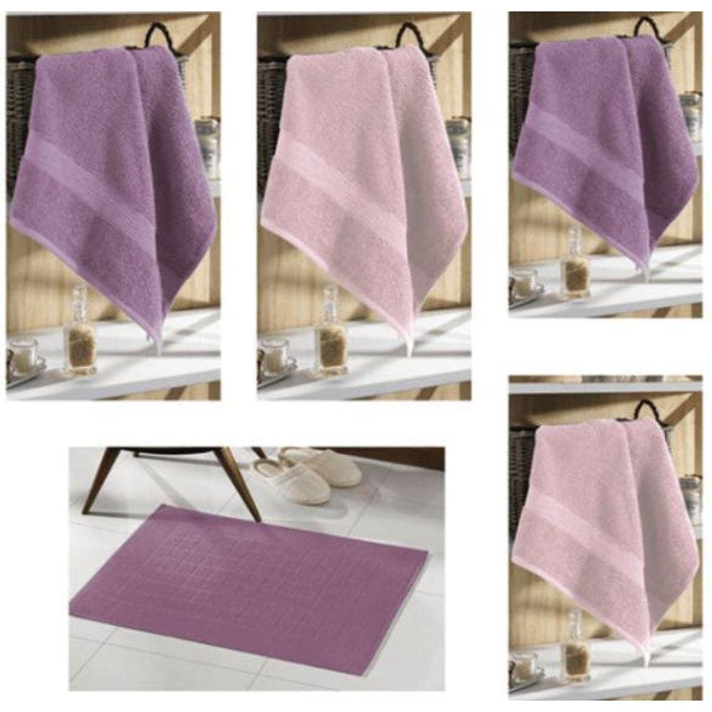 Toalha Felpuda 5 Peças 100% Algodão Absorvente 500g/m²