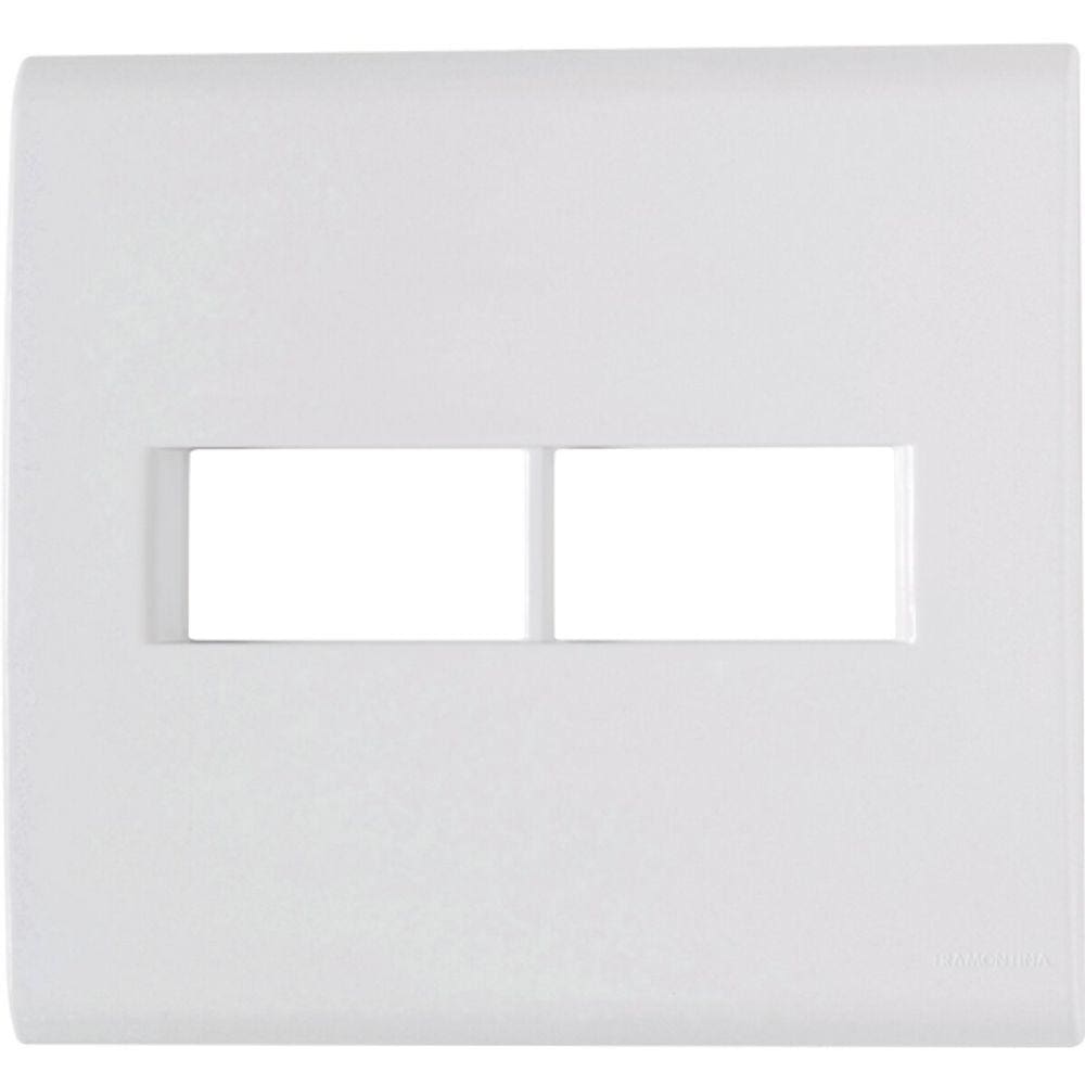Placa+Suporte 4X4 2 Postos Horizontal Liz Branca Tramontina