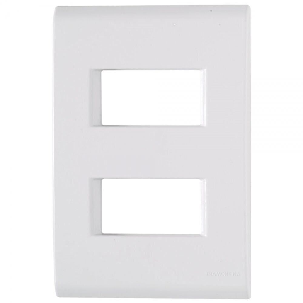Placa+Suporte 4X2 2 Postos Afastados Liz Branca Tramontina