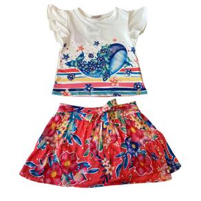 Conjunto Infantil Mon Sucré Sea Flowers Vermelho 17018